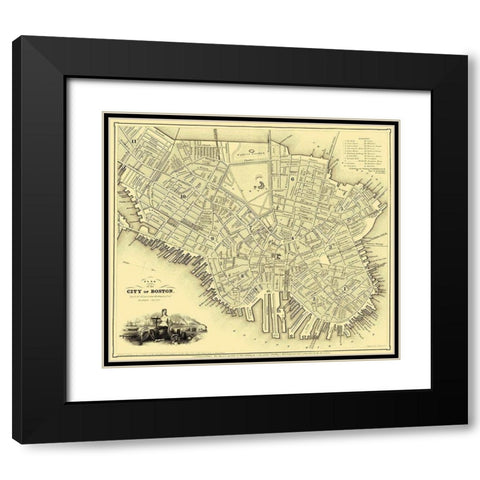Boston Massachusetts - Dickinson 1844 Black Modern Wood Framed Art Print with Double Matting by Dickinson