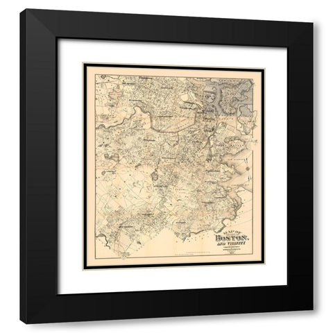 Boston Massachusetts - Murdock 1907 Black Modern Wood Framed Art Print with Double Matting by Murdock