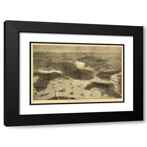 Boston Massachusetts - Sulman 1870  Black Modern Wood Framed Art Print with Double Matting by Sulman