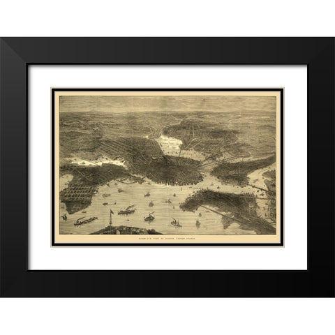 Boston Massachusetts - Sulman 1870  Black Modern Wood Framed Art Print with Double Matting by Sulman