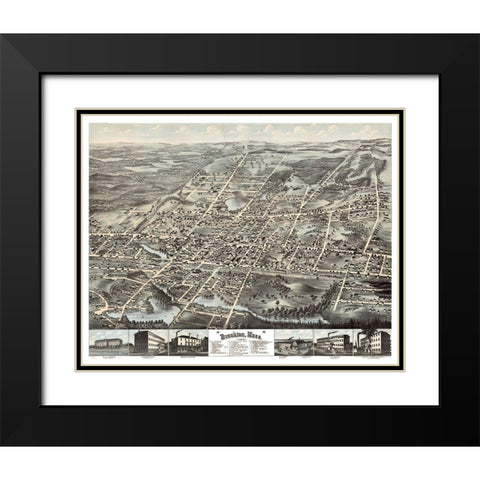 Brockton Massachusetts -1878 Black Modern Wood Framed Art Print with Double Matting by Unknown
