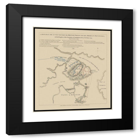 Bunker Hill Battle Boston Massachusetts Black Modern Wood Framed Art Print with Double Matting by Jefferys