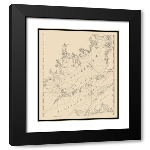 Buzzards Bay, Vineyard Sound - 1776 Black Modern Wood Framed Art Print with Double Matting by Unknown