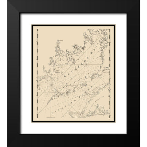 Buzzards Bay, Vineyard Sound - 1776 Black Modern Wood Framed Art Print with Double Matting by Unknown