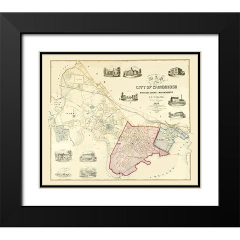 Cambridge Massachusetts - Friend 1854 Black Modern Wood Framed Art Print with Double Matting by Friend