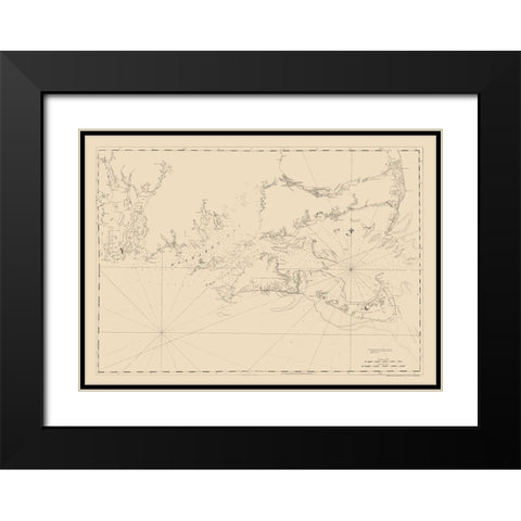 Cape Cod, Narragansett Bay - Des Barres 1779 Black Modern Wood Framed Art Print with Double Matting by Des Barres