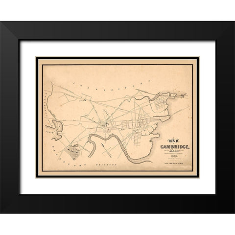 Cambridge Massachusetts - Hayward 1838 Black Modern Wood Framed Art Print with Double Matting by Hayward