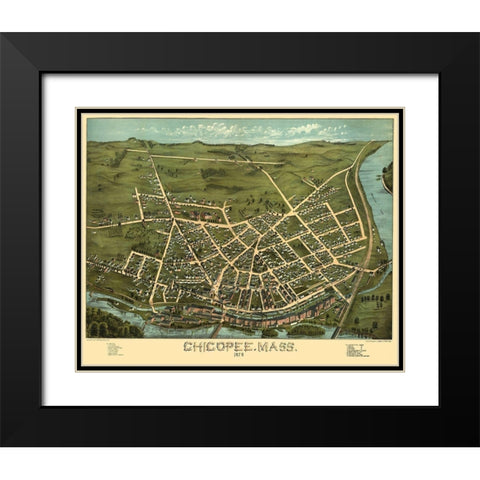 Chicopee Massachusetts - Brimner 1878 Black Modern Wood Framed Art Print with Double Matting by Bremner