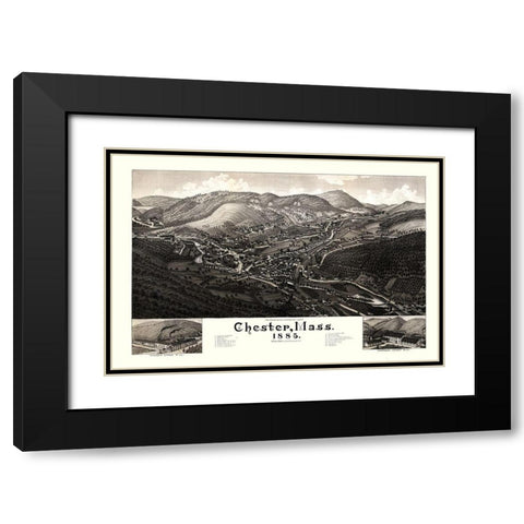 Chester Massachusetts - Burleigh 1885  Black Modern Wood Framed Art Print with Double Matting by Burleigh