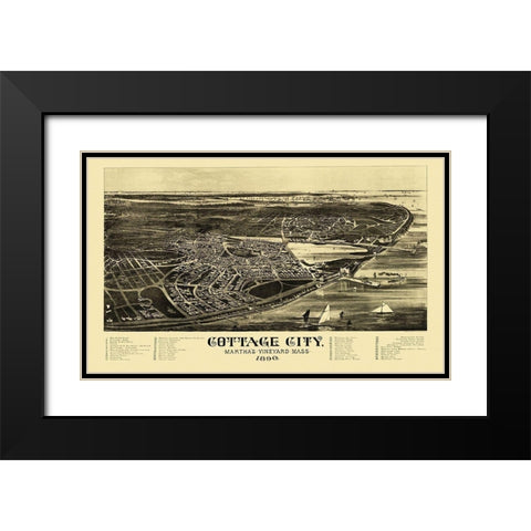 Cottage City Marthas Vinyard Massachusetts Black Modern Wood Framed Art Print with Double Matting by Welcke