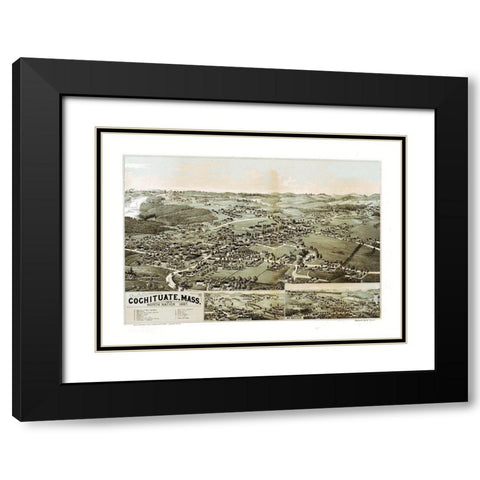 Cochituate Massachusetts - Norris 1887  Black Modern Wood Framed Art Print with Double Matting by Norris