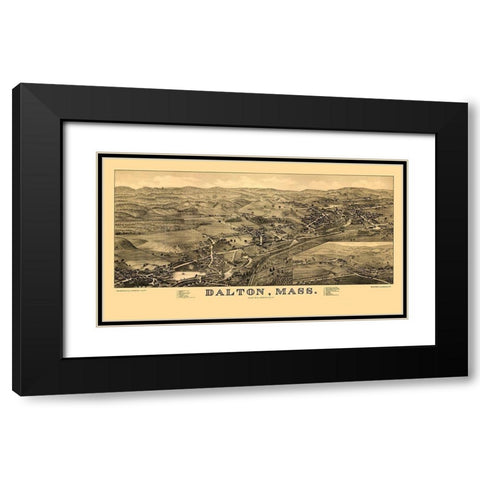 Dalton Massachusetts - Burleigh 1884  Black Modern Wood Framed Art Print with Double Matting by Burleigh