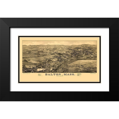 Dalton Massachusetts - Burleigh 1884  Black Modern Wood Framed Art Print with Double Matting by Burleigh