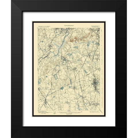 Dedham Massachusetts Sheet - USGS 1894 Black Modern Wood Framed Art Print with Double Matting by USGS