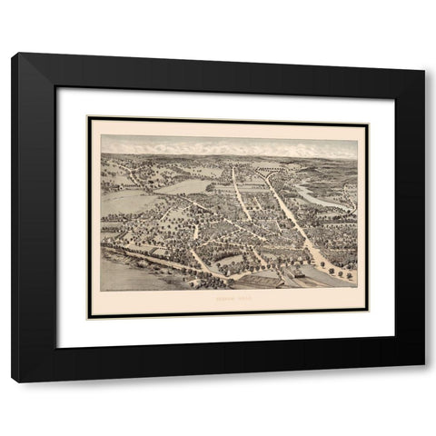 Dedham Massachusetts -1876 Black Modern Wood Framed Art Print with Double Matting by Unknown