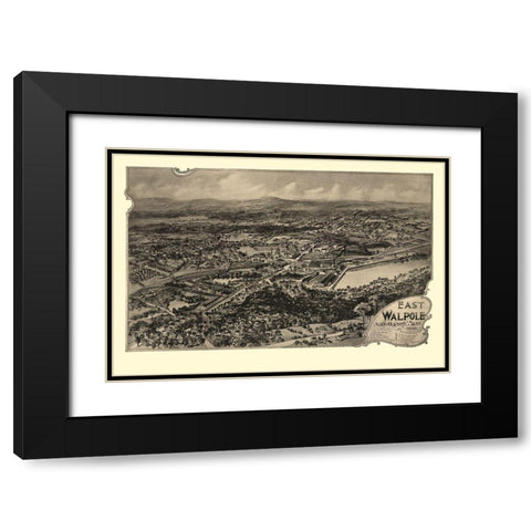 East Walpole Massachusetts - Poole 1898  Black Modern Wood Framed Art Print with Double Matting by Poole