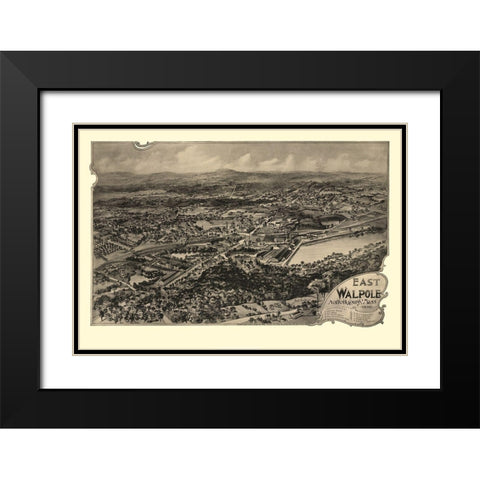 East Walpole Massachusetts - Poole 1898  Black Modern Wood Framed Art Print with Double Matting by Poole