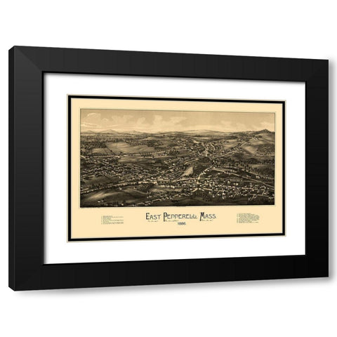 East Pepperell Massachusetts - Burleigh 1886  Black Modern Wood Framed Art Print with Double Matting by Burleigh