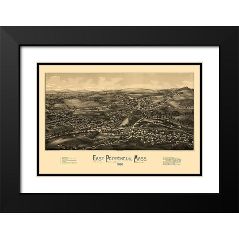 East Pepperell Massachusetts - Burleigh 1886  Black Modern Wood Framed Art Print with Double Matting by Burleigh