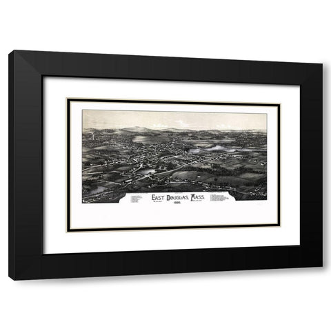 East Douglas Massachusetts - Burleigh 1886  Black Modern Wood Framed Art Print with Double Matting by Burleigh