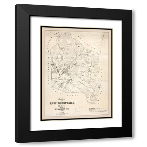 East Bridgewater Massachusetts - Bates 1848  Black Modern Wood Framed Art Print with Double Matting by Bates