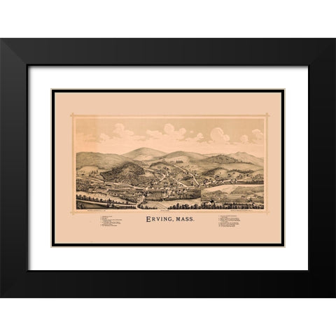 Erving Massachusetts - Burleigh 1891  Black Modern Wood Framed Art Print with Double Matting by Burleigh