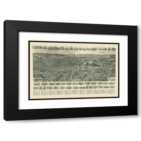 Fitchburg Massachusetts - Bailey 1915  Black Modern Wood Framed Art Print with Double Matting by Bailey