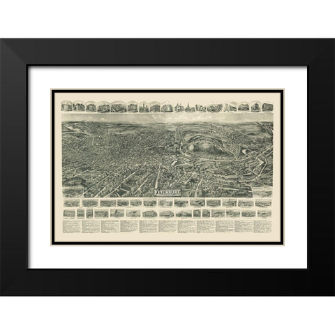 Fitchburg Massachusetts - Bailey 1915  Black Modern Wood Framed Art Print with Double Matting by Bailey