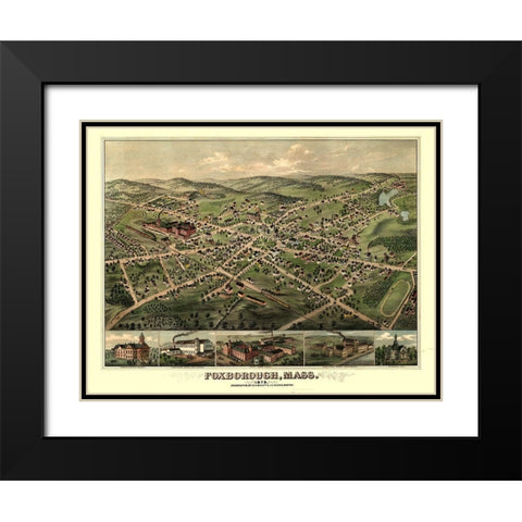 Foxborough Massachusetts - Bailey 1879  Black Modern Wood Framed Art Print with Double Matting by Bailey