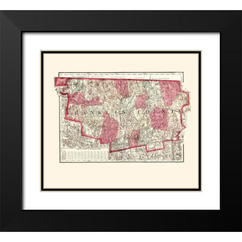 Franklin Massachusetts - Walling 1871 Black Modern Wood Framed Art Print with Double Matting by Walling