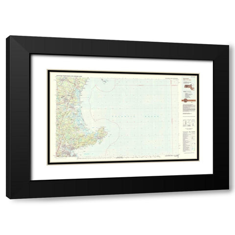 Gloucester Massachusetts Quad - USGS 1984 Black Modern Wood Framed Art Print with Double Matting by USGS