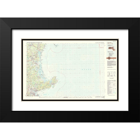 Gloucester Massachusetts Quad - USGS 1984 Black Modern Wood Framed Art Print with Double Matting by USGS