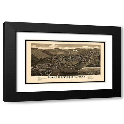 Great Barrington Massachusetts - Burleigh 1884  Black Modern Wood Framed Art Print with Double Matting by Burleigh