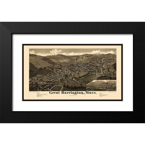 Great Barrington Massachusetts - Burleigh 1884  Black Modern Wood Framed Art Print with Double Matting by Burleigh
