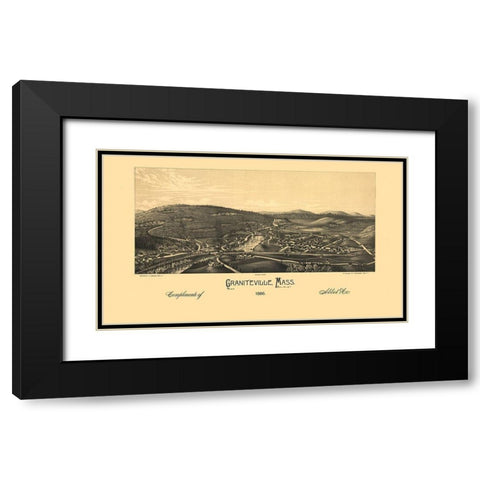 Graniteville Massachusetts - Burleigh 1886  Black Modern Wood Framed Art Print with Double Matting by Burleigh