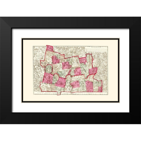 Hampshire  Hampden Massachusetts - Walling 1871 Black Modern Wood Framed Art Print with Double Matting by Walling