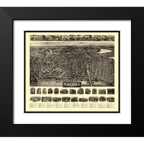 Haverhill Massachusetts - Bailey 1914  Black Modern Wood Framed Art Print with Double Matting by Bailey