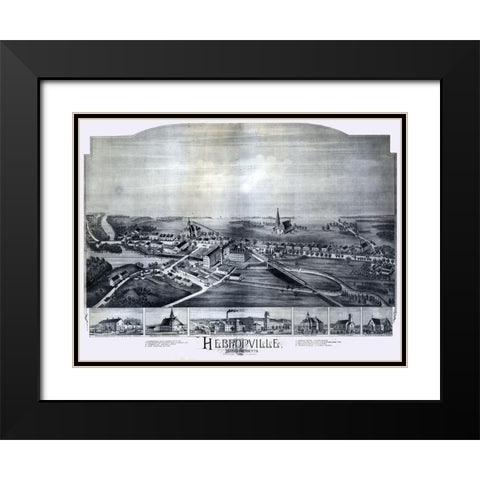 Hebronville Massachusetts - Bailey 1891  Black Modern Wood Framed Art Print with Double Matting by Bailey