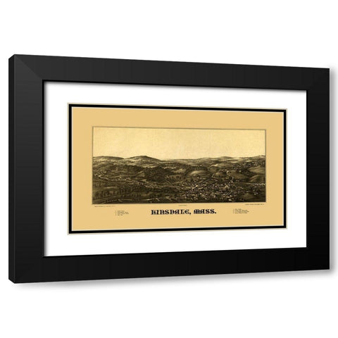 Hinsdale Massachusetts - Burleigh 1887  Black Modern Wood Framed Art Print with Double Matting by Burleigh