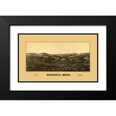 Hinsdale Massachusetts - Burleigh 1887  Black Modern Wood Framed Art Print with Double Matting by Burleigh