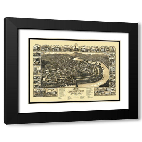 Holyoke South Hadley Falls Massachusetts Black Modern Wood Framed Art Print with Double Matting by Stoner