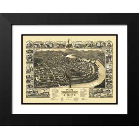 Holyoke South Hadley Falls Massachusetts Black Modern Wood Framed Art Print with Double Matting by Stoner