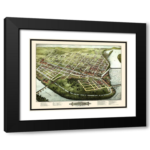 Holyoke Massachusetts - Bailey 1877 Black Modern Wood Framed Art Print with Double Matting by Bailey