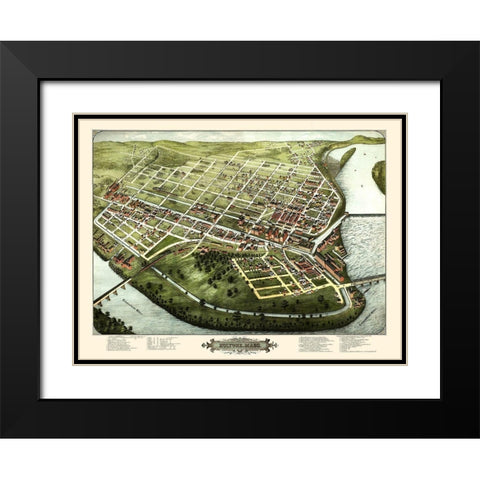 Holyoke Massachusetts - Bailey 1877 Black Modern Wood Framed Art Print with Double Matting by Bailey