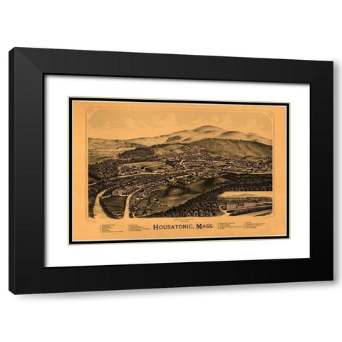 Housatonic Massachusetts - Burleigh 1890  Black Modern Wood Framed Art Print with Double Matting by Burleigh