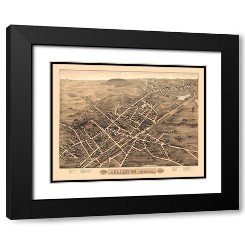 Holliston Massachusetts - Brenner 1878  Black Modern Wood Framed Art Print with Double Matting by Brenner