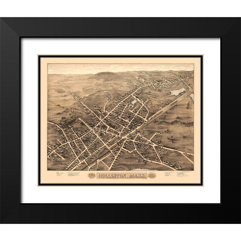 Holliston Massachusetts - Brenner 1878  Black Modern Wood Framed Art Print with Double Matting by Brenner