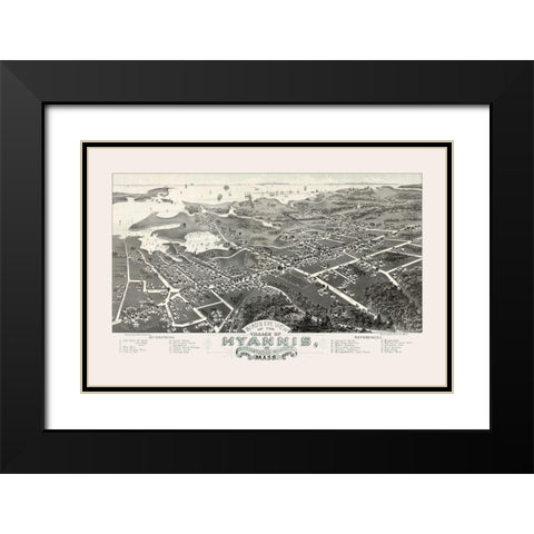Hyannis Massachusetts - Walker 1884 Black Modern Wood Framed Art Print with Double Matting by Walker