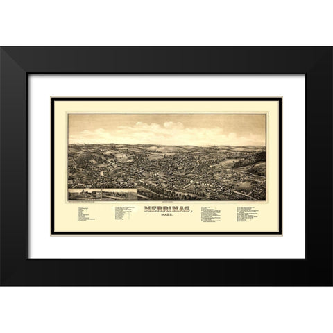 Merrimac Massachusetts - Norris 1889  Black Modern Wood Framed Art Print with Double Matting by Norris
