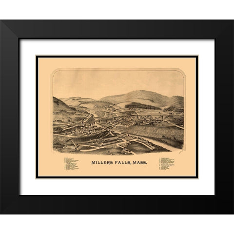 Millers Falls Massachusetts -1880 Black Modern Wood Framed Art Print with Double Matting by Unknown